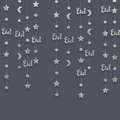 Silver glitter Eid Mubarak hanging decoration set with crescent moon and star pendants - Silver Glitter Eid Letters