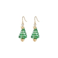 Christmas tree earrings in green and gold finish with spiral design and star top - 80. Spring Christmas Tree