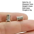 Antique silver barrel beads 7x9.5mm with hollow floral patterns for DIY jewelry - Style 15 (Scroll Carving)