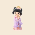 Traditional Chinese style figurine in purple and pink ancient dress with a fan - Ziyuan Style (1189-98F)