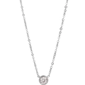 Elegant silver titanium steel necklace with a single round brilliant cubic zirconia stone - Steel