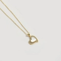14K gold plated heart shell pendant necklace with zircon and delicate chain - Irregular Heart