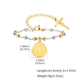 Détail du bracelet perlé avec médaille Saint-Benoît et croix montrant 16+5cm de long - Bracelet (BR-1526GS) / Or & Argent