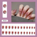 Set de 24 uñas postizas reutilizables con degradado rosa y puntas francesas con purpurina - Galaxia Púrpura (R438)