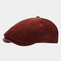 Detail of burgundy corduroy newsboy cap featuring a sleek leather brim and vintage texture - One Size / Burgundy