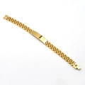 Polished golden stainless steel tank watchband bracelet with smooth curved plaque - 5-Bead Gold