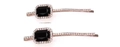 Elegant barrette with large black crystal and surrounding rhinestones in rose gold finish - Black