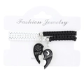 Zwart-witte Best Friends armbanden met zon en maan half hart hangers set - Passend Hart Zon Maan Armband Set (8356)