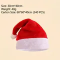 Classic red plush Christmas hat for adults with white trim and pom pom 30x40cm - 30*40cm / Thin Short Plush Red