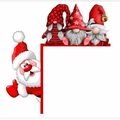 Decorazione ad angolo in legno per porta di Natale a forma di L con gnomi e Babbo Natale - Babbo Natale e Pupazzi di neve - Sinistra