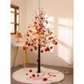 Albero di Natale nero luminoso da 1,5m con LED caldi e 92 palline decorative rosse - Set Classico Rosso Crittografia 1.5m