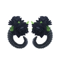 Barrettes cornes de bélier gothiques avec roses noires pour costume cosplay Halloween - Barrette à Cheveux Corne de Diable Rose Noire