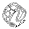 Detailed view of hollow vintage 304 stainless steel ring with 1.2cm width dimensions - Silver