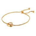 Elegante pulsera de acero de titanio dorado con dijes geométricos y piedras de circonita blanca - Dorado (KB123872-KFC)