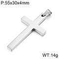 Poliertes silbernes Kreuzanhänger aus Edelstahl, 55x30x4mm minimalistisches Design - Klassischer Kreuz-Stil (KP57022-BD)