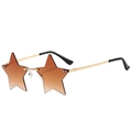 Close-up of star-shaped rimless sunglasses with brown gradient lenses and gold temples - Gradient Brown