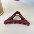 Minimalist deep red-brown 12cm triangular hair claw clip with glossy finish and metal spring - Solid Coffee