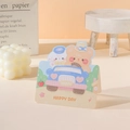 Cute cartoon animal greeting card featuring a bear and bunny in a car for birthdays - Car Bear