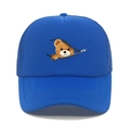 Cappellino trucker blu con rete traspirante e stampa creativa di un orsetto con zip - M (56-58cm) / Blu Reale