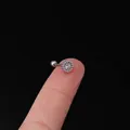 Single 20G stainless steel screw ball back stud earring with round clear zircon stone - Round Pave Style (319-1#S) / Silver