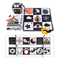 Black and white high contrast sensory baby book set with soft blocks and teethers - 3D Mirror Crib Bumper & Cloth Scarf & Hanging Toy Set