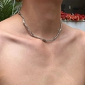 Collier chaîne argentée irrégulière au style lave minimaliste et avant-garde pour femme - Argent (Chaîne à vagues irrégulières)