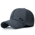 Men's winter baseball cap in dark grey with warm fleece lining and sport text - Adjustable / Gray