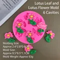 6-cavity pink silicone lotus flower mold for fondant chocolate and DIY candle making - 6-Hole Lotus Leaf & Flower Mold / Pink