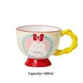400ml ceramic bunny mug with red relief bow, yellow handle and measurement markings - Princess Rabbit Yellow Handle