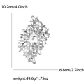 Silver crystal leaf brooch with rhinestone size 10.2x6.8cm and 49.6g weight details - Silver