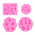 Silikonformen-Set für Halloween mit Motiven wie Totenkopf, Fledermaus und Kürbis in Rosa - 5# 4er-Set / Rosa