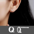 Minimalist S925 sterling silver letter Q stud earring for women with polished finish - Letter Q/Pair
