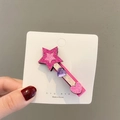 Pince à cheveux étoile rose brillante pour filles avec détail de cœur violet - Baguette Magique à Paillettes Rose
