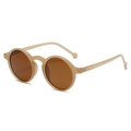 Lunettes de soleil rondes vintage couleur thé avec verres marrons et rivets pour adultes - Marron