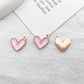 Pink enamel heart charm in KC gold finish for DIY jewelry necklaces and bracelets - Enamel Heart Style (14985) / 1 Piece (13x13mm, 0.7g) / Pink