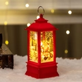 Red Christmas decorative lantern with Santa Claus illustrations and warm LED light effect - Red Santa Claus