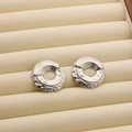 Polished silver titanium steel stud earrings with hammered texture in velvet box - R187 Wrinkle Style 3 / Steel