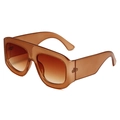 Gafas de sol cuadradas de gran tamaño con montura ámbar y lentes marrones degradado - Montura té transparente con lente degradada té