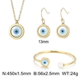 Golden titanium steel evil eye jewelry set with shell pendant and pearl cuff bracelet - Circular Gold Jewelry Set (KS118304-K+KB123061-K)