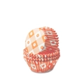 Orange and white checkered cupcake liners with floral patterns in stackable design - Orange Gingham