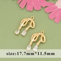 18k gold plated bow pendant with clear teardrop zircon for DIY jewelry making - ME5613A - Gold Bow Knot Tassel - 1pc