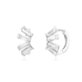 Orecchini a cerchio in argento S925 con quattro radiosi cristalli di zircone rettangolari - Argento (Zirconia Bianca)