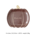 9-inch pumpkin shaped orange paper plates with gold stems and lettering for Thanksgiving - 9 Inch Brown Pumpkin Plates 10PCS
