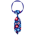 Adjustable floral pet necktie in navy blue with red and white flowers for small dogs - Dark Blue Floral