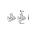 Silver stainless steel fish charm for DIY jewelry with dimensions 17.5mm by 16mm - Steel Color Fish-638