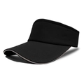 Solid black top empty visor hat with silver piping for outdoor sports and running - M (56-58cm) / Black