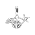 Silver marine charms set with starfish shell and conch for DIY bracelets - Conch Shell Starfish Pendant (1421)
