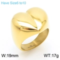 Anello a cuore massiccio in acciaio inossidabile placcato oro 18k con finitura lucida - US 6 / Cuore Liscio Oro (KR108145-KJX)