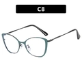 Retro cat-eye eyeglasses frame in dark green with slim black metal temples - Black Green