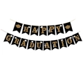 Zwarte en gouden Happy Graduation banner voor decoratie van eindexamenfeesten - 1 stuk banner